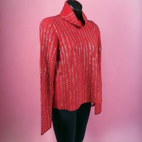 INC International Concepts Womens XS Red Sweater Embellished Turtleneck NWT - Picture 1 of 16